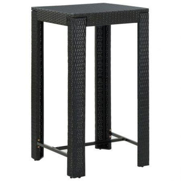 Garden Bar Table Black 60.5x60.5x110.5 Cm Poly Rattan