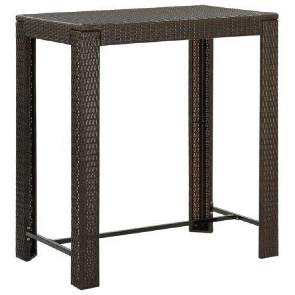 Garden Bar Table Brown 100x60.5x110.5 Cm Poly Rattan.