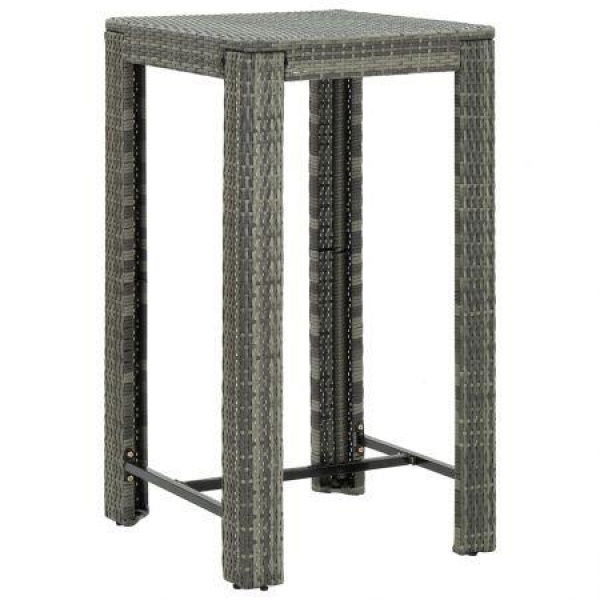 Garden Bar Table Gray 60.5x60.5x110.5 Cm Poly Rattan