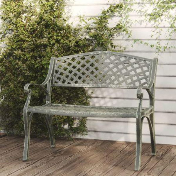 Garden Bench 102 Cm Cast Aluminium Green