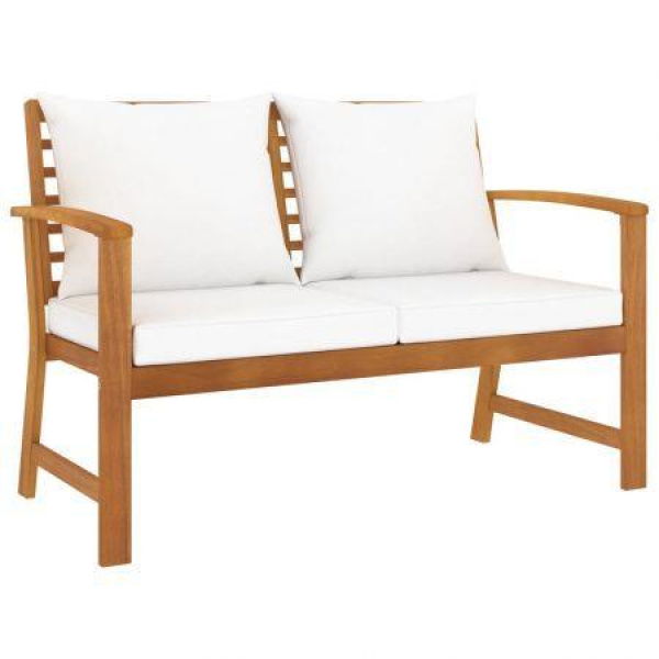 Garden Bench 120 Cm With Cream Cushion Solid Acacia Wood