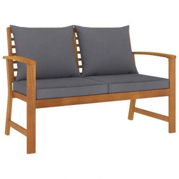 Garden Bench 120 Cm With Dark Grey Cushion Solid Acacia Wood