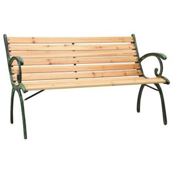 Garden Bench 123 Cm Cast Iron And Solid Firwood