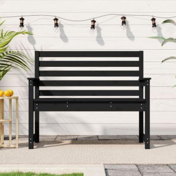 Garden Bench Black 109x48x91.5 Cm Solid Wood Pine.