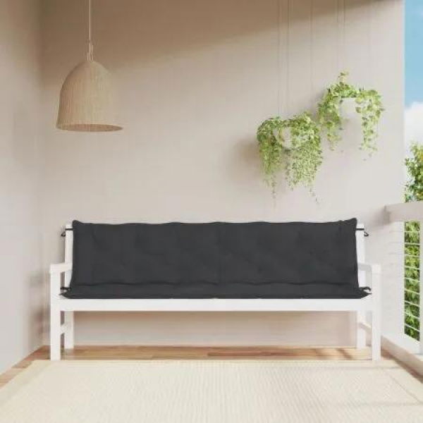 Garden Bench Cushions 2pcs Black 200x50x7cm Oxford Fabric