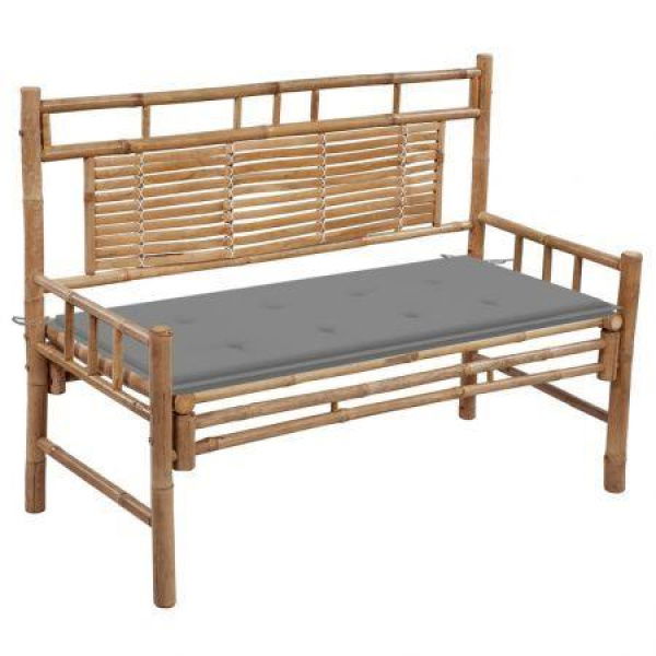 Garden Bench With Cushion 120 Cm Bamboo