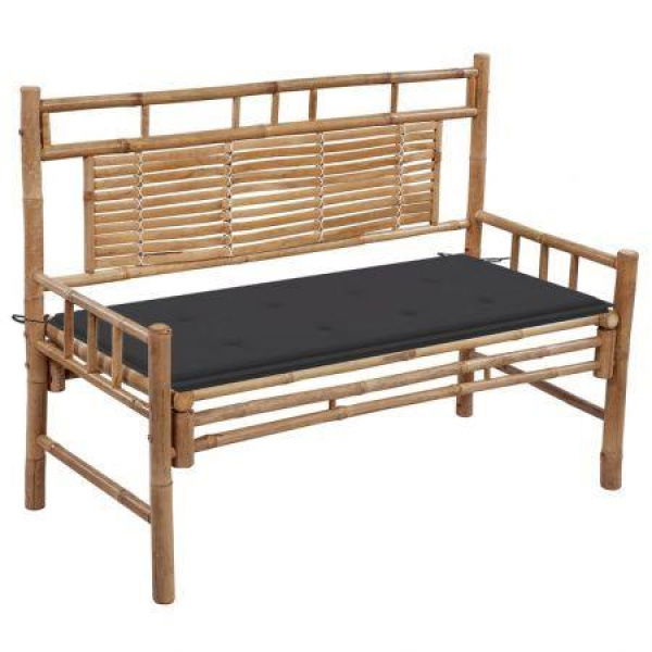 Garden Bench With Cushion 120 Cm Bamboo