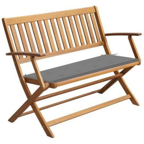 Garden Bench With Cushion 120 Cm Solid Acacia Wood