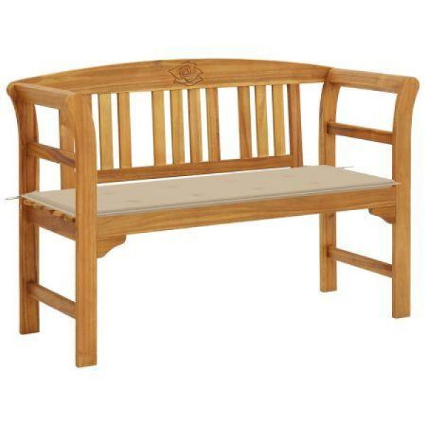 Garden Bench With Cushion 120 Cm Solid Acacia Wood