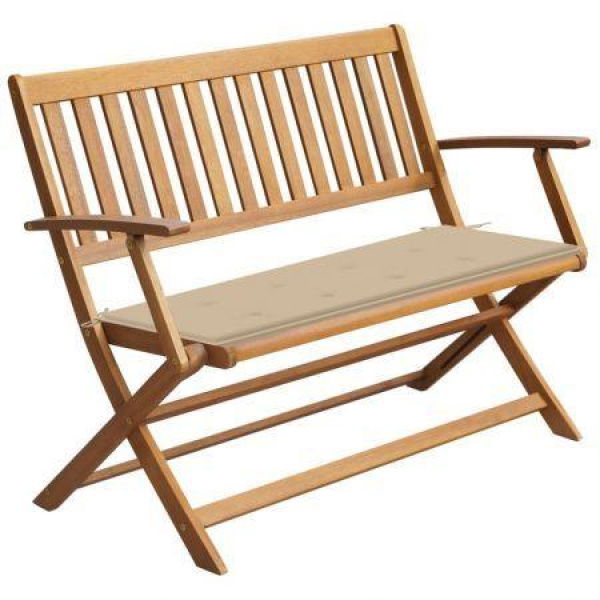 Garden Bench With Cushion 120 Cm Solid Acacia Wood