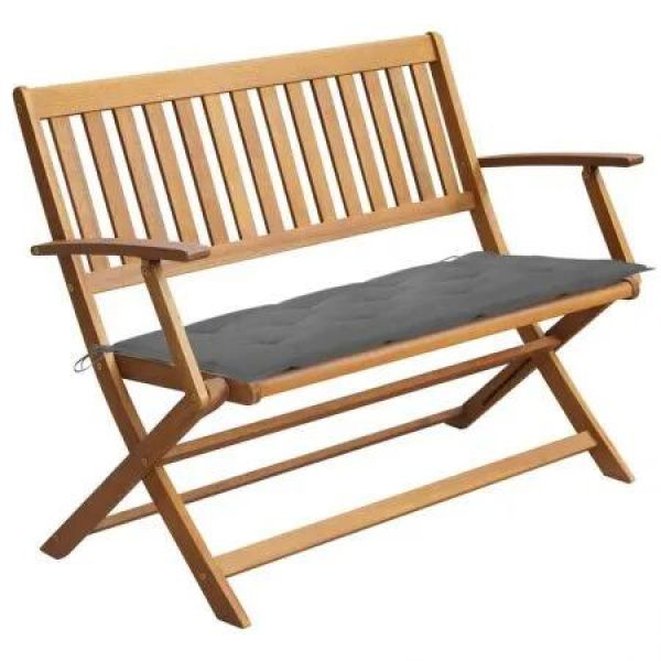 Garden Bench with Cushion 120 cm Solid Acacia Wood