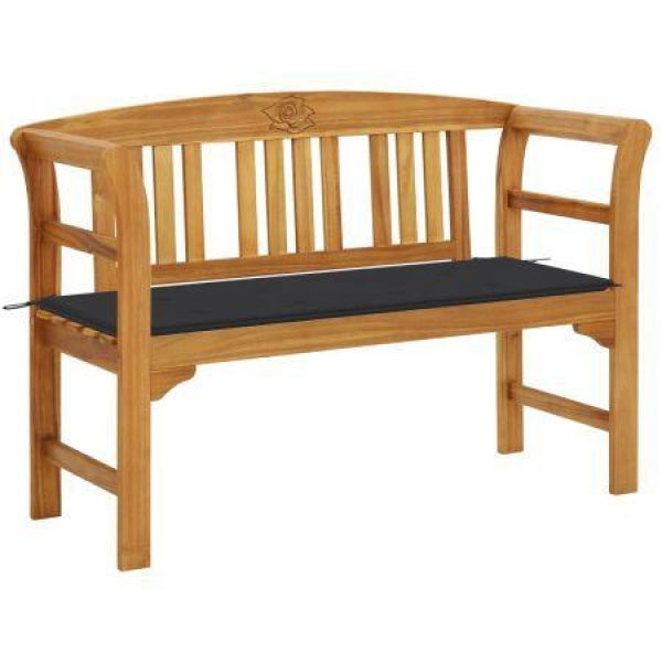 Garden Bench With Cushion 120 Cm Solid Acacia Wood