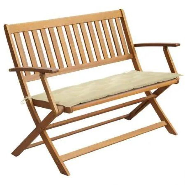 Garden Bench with Cushion 120 cm Solid Acacia Wood