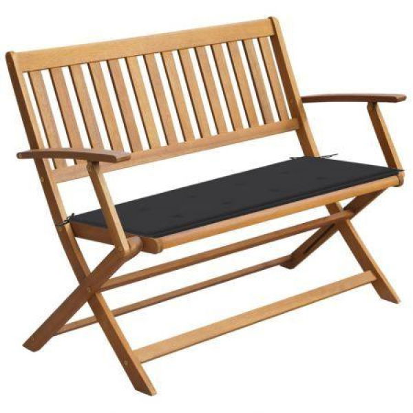 Garden Bench With Cushion 120 Cm Solid Acacia Wood