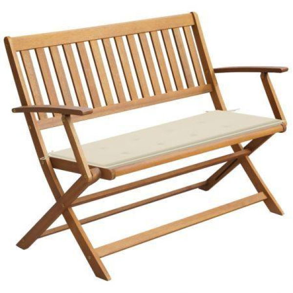 Garden Bench With Cushion 120 Cm Solid Acacia Wood