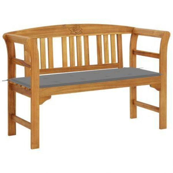 Garden Bench With Cushion 120 Cm Solid Acacia Wood