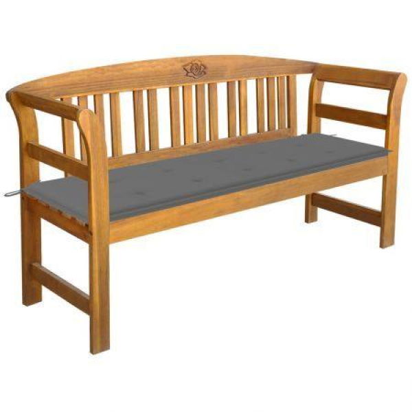 Garden Bench With Cushion 157 Cm Solid Acacia Wood