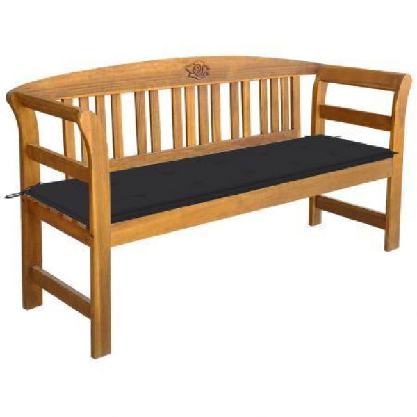 Garden Bench With Cushion 157 Cm Solid Acacia Wood