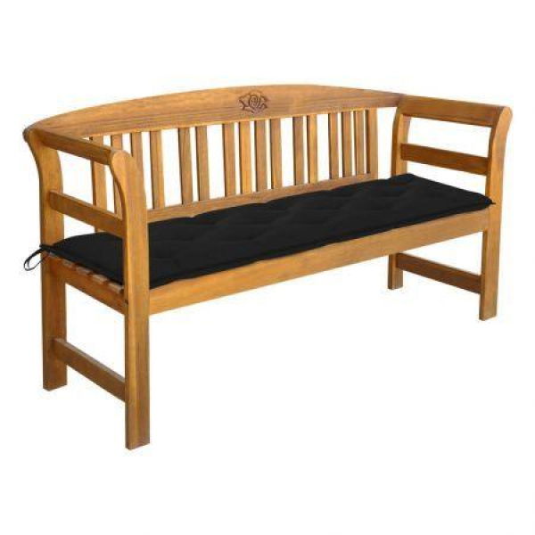 Garden Bench With Cushion 157 Cm Solid Acacia Wood