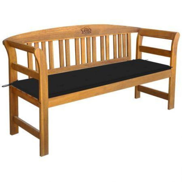 Garden Bench With Cushion 157 Cm Solid Acacia Wood