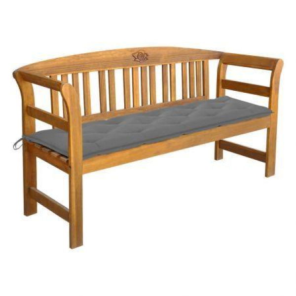 Garden Bench With Cushion 157 Cm Solid Acacia Wood