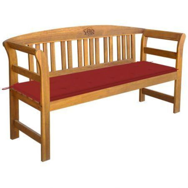 Garden Bench With Cushion 157 Cm Solid Acacia Wood