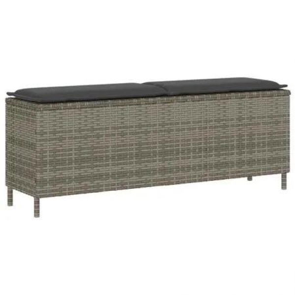 Garden Bench with Cushion Grey 110x30x40.5 cm Poly Rattan