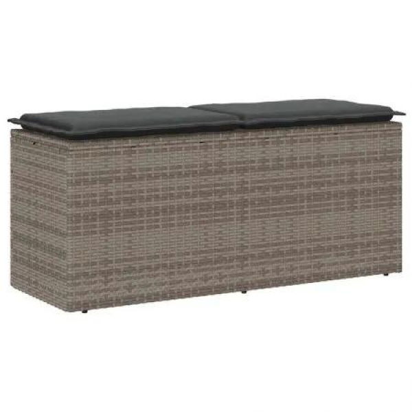 Garden Bench with Cushion Grey 110x40x44 cm Poly Rattan