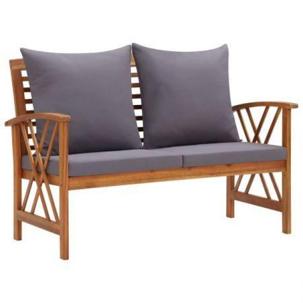 Garden Bench With Cushions 119 Cm Solid Acacia Wood