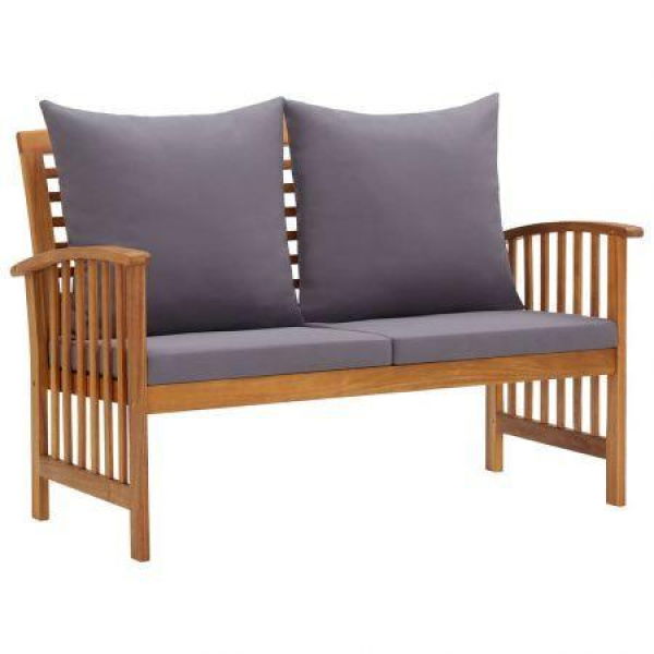 Garden Bench With Cushions 119 Cm Solid Acacia Wood