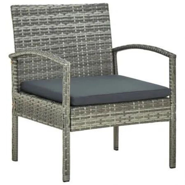 Garden Chair with Cushion Poly Rattan Grey