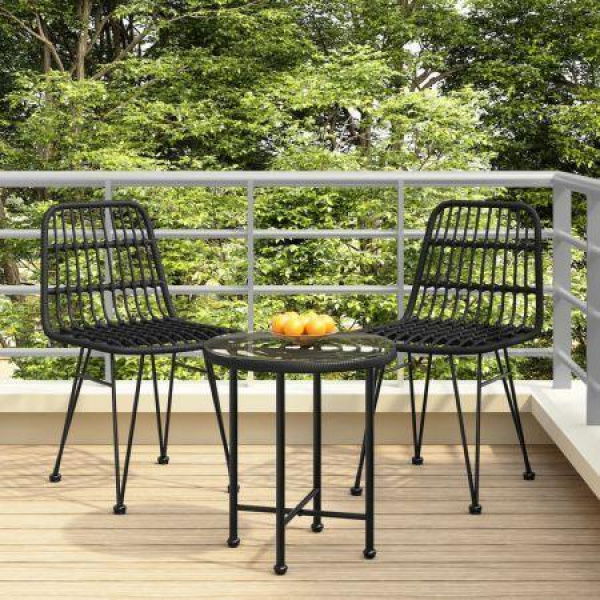 Garden Chairs 2 Pcs Black 48x62x84 Cm PE Rattan