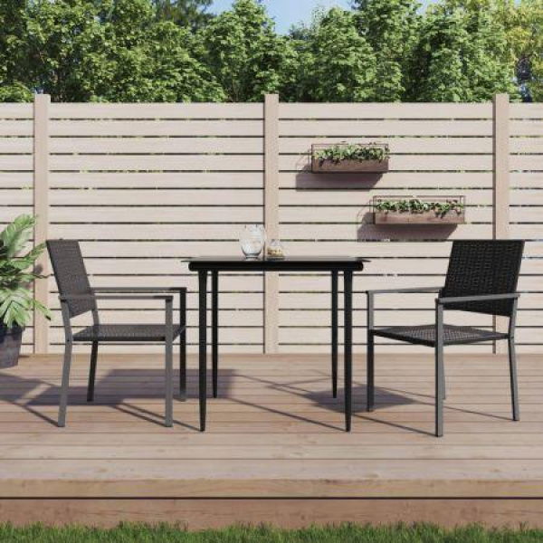 Garden Chairs 2 Pcs Black 54x62.5x89 Cm Poly Rattan