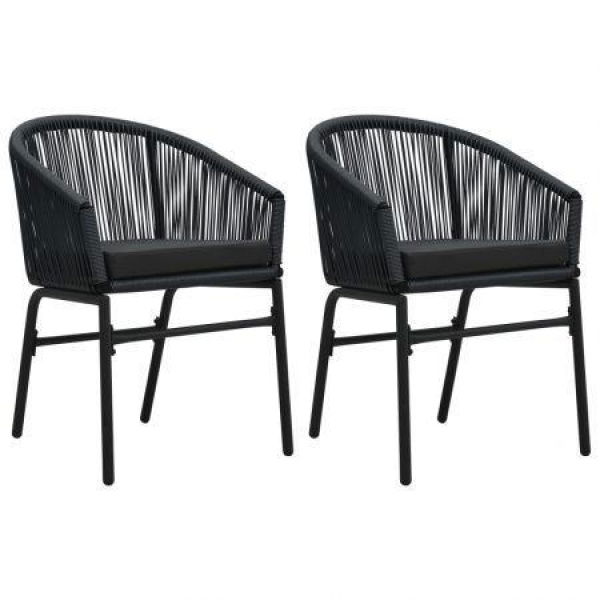 Garden Chairs 2 Pcs Black PVC Rattan