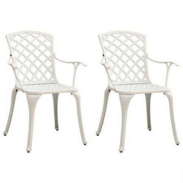 Garden Chairs 2 Pcs Cast Aluminium White