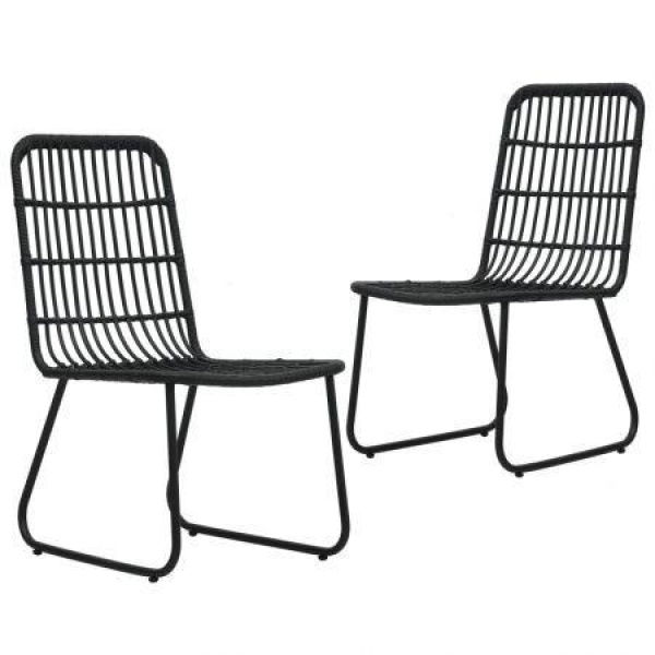 Garden Chairs 2 Pcs Poly Rattan Black