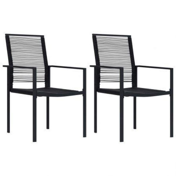 Garden Chairs 2 Pcs PVC Rattan Black