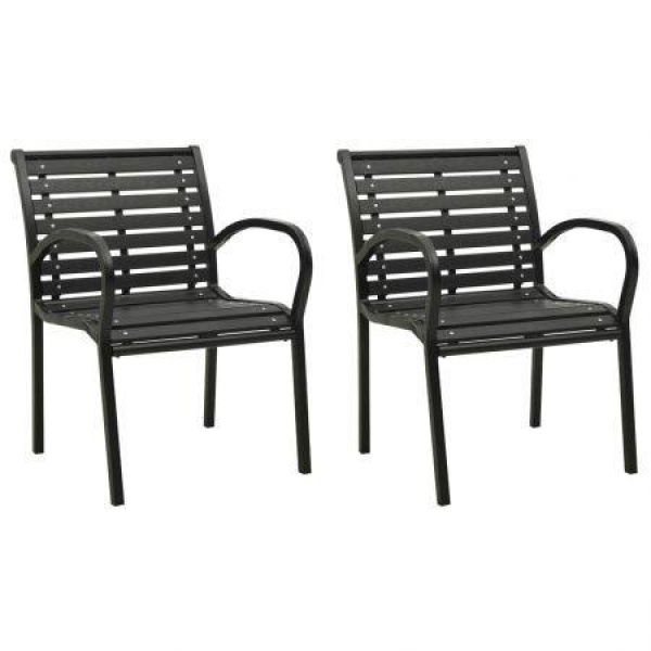 Garden Chairs 2 Pcs Steel And WPC Black