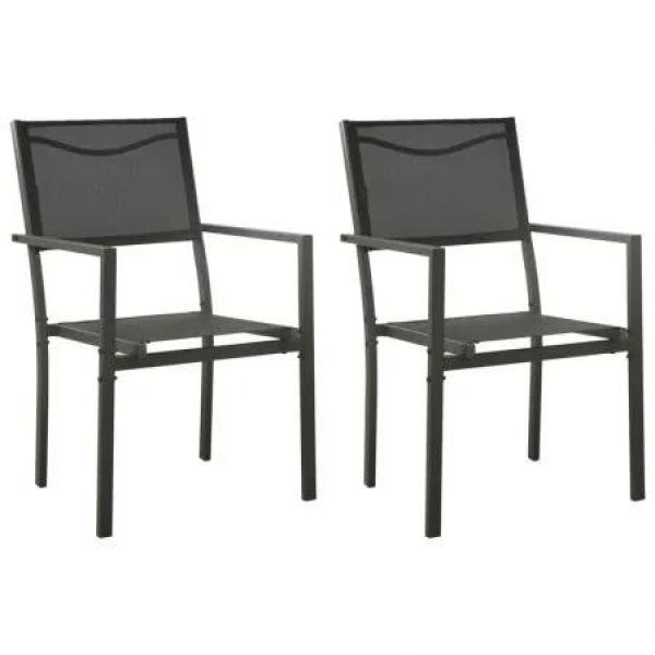 Garden Chairs 2 pcs Textilene and Steel Black and Anthracite