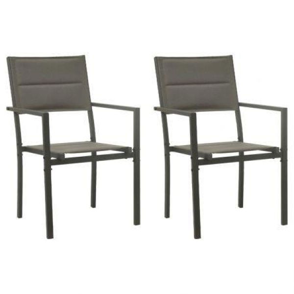 Garden Chairs 2 Pcs Textilene And Steel Grey And Anthracite