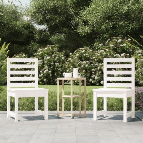 Garden Chairs 2 pcs White 40.5x48x91.5 cm Solid Wood Pine