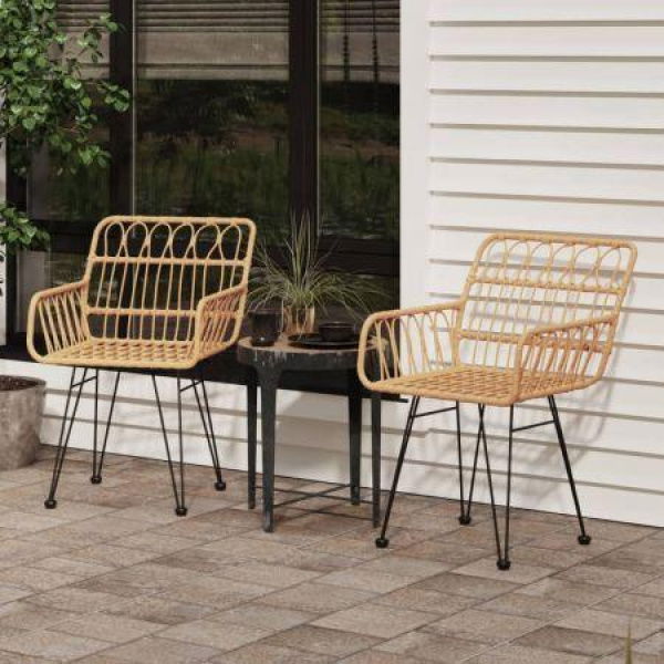 Garden Chairs 2 Pcs With Armrest 56x64x80 Cm PE Rattan