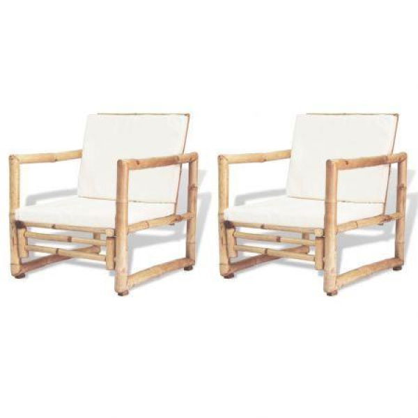 Garden Chairs 2 Pcs With Cushions And Pillows Bamboo