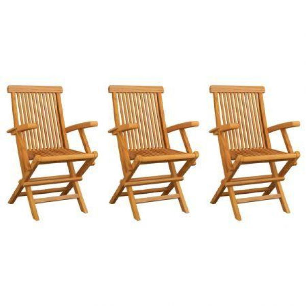 Garden Chairs 3 Pcs Solid Teak Wood