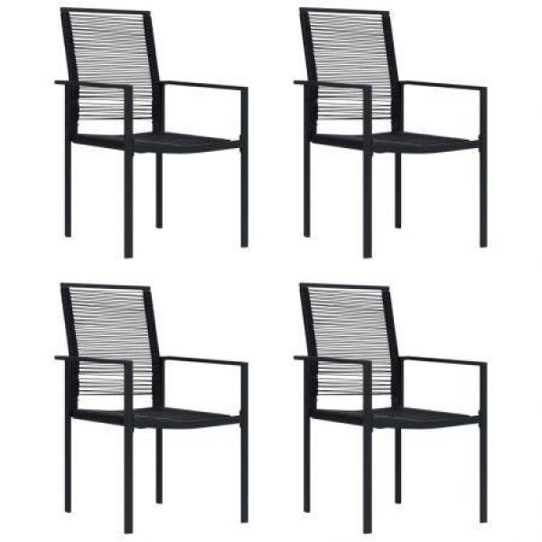 Garden Chairs 4 Pcs PVC Rattan Black