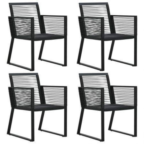 Garden Chairs 4 Pcs Rope Rattan Black