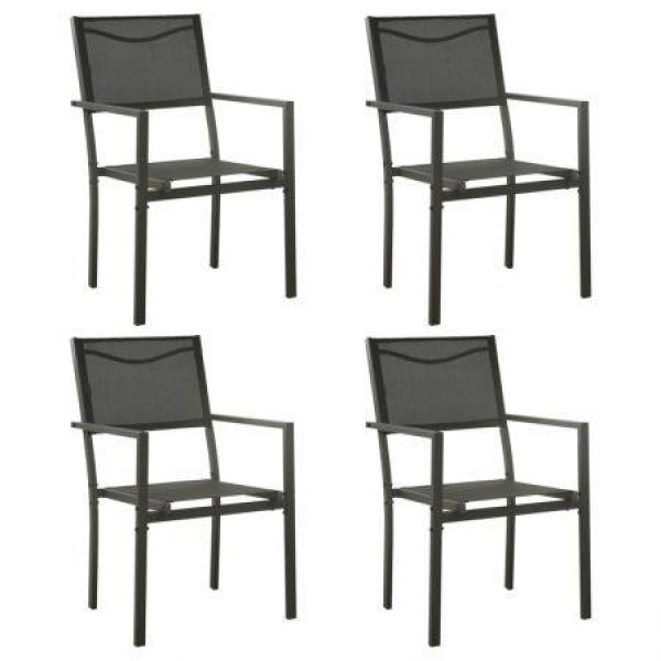 Garden Chairs 4 Pcs Textilene And Steel Black And Anthracite