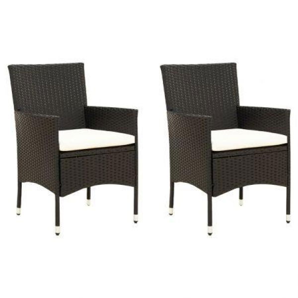 Garden Chairs With Cushions 2 Pcs Poly Rattan Black