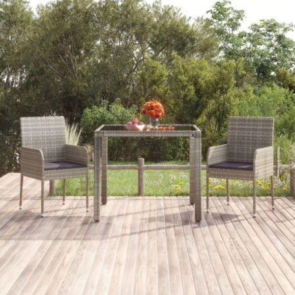 Garden Chairs With Cushions 2 Pcs Poly Rattan Grey