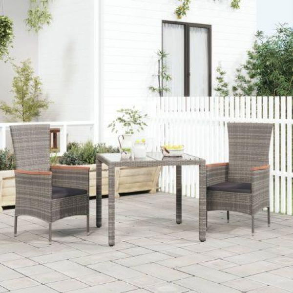 Garden Chairs With Cushions 2 Pcs Poly Rattan Grey